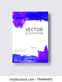 Elegant brochure template design with ink brush elements. Abstract decoration. Vector illustration.