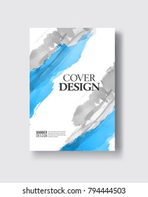 Elegant brochure template design with ink brush elements. Abstract decoration. Vector illustration.