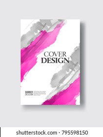 Elegant brochure template design with ink brush elements. Abstract decoration. Vector illustration.