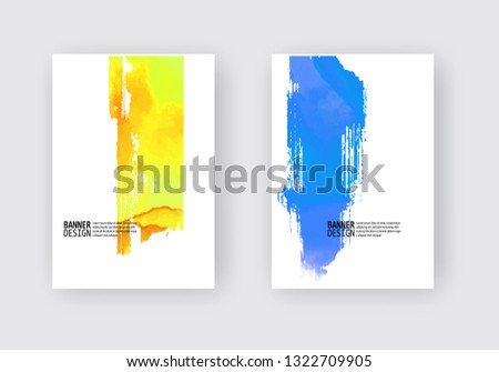 Elegant brochure template design with ink brush elements. Abstract decoration. Vector illustration.