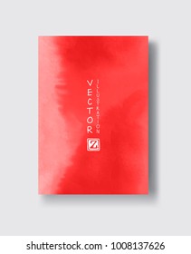 Elegant brochure template design with red ink brush elements. Abstract decoration. Vector illustration.
