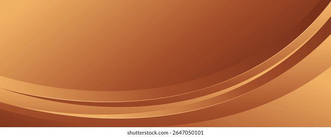 Elegant bronze luxury curve background with gold accents. Abstract modern banner design for websites, headers, sale templates, business ads, awards, events, and more