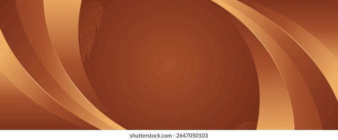 Elegant bronze luxury curve background with gold accents. Abstract modern banner design for websites, headers, sale templates, business ads, awards, events, and more