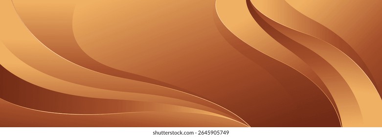 Elegant bronze luxury wave background with gold accents. Abstract modern banner design for websites, headers, sale templates, business ads, awards, events, and more