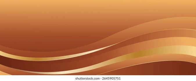 Elegant bronze luxury wave background with gold accents. Abstract modern banner design for websites, headers, sale templates, business ads, awards, events, and more