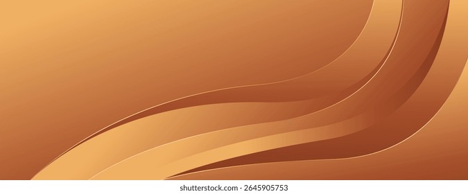 Elegant bronze luxury wave background with gold accents. Abstract modern banner design for websites, headers, sale templates, business ads, awards, events, and more