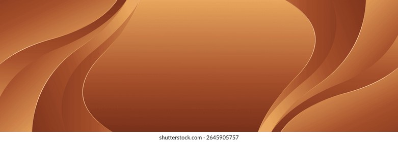 Elegant bronze luxury wave background with gold accents. Abstract modern banner design for websites, headers, sale templates, business ads, awards, events, and more