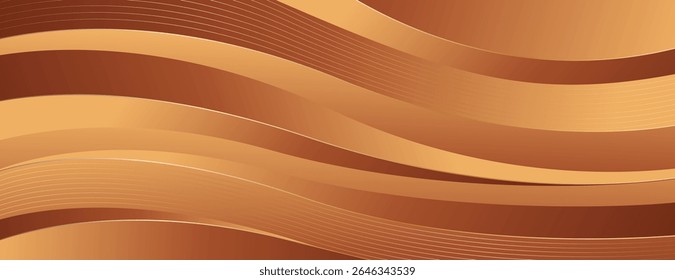 Elegant bronze luxury wave background with gold accents. Abstract modern banner design for websites, headers, sale templates, business ads, awards, events, and more
