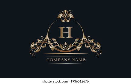 Elegant bronze monogram with the letter H. Exquisite business sign, identity for a hotel, restaurant, jewelry.