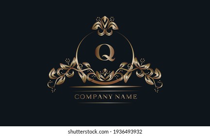 Elegant bronze monogram with the letter Q. Exquisite business sign, identity for a hotel, restaurant, jewelry.