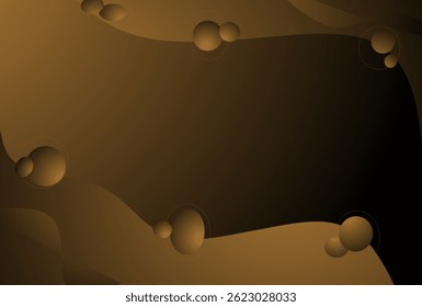 Elegant brown abstract background with smooth gradient waves and 3D bubble shapes, perfect for modern design.
