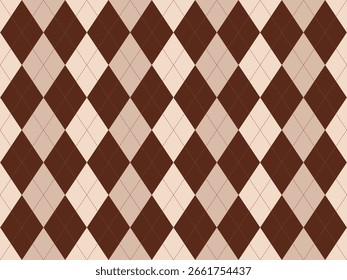 Elegant brown and beige argyle diamond pattern.  Perfect for backgrounds, textiles, or website design.  Classic, sophisticated texture with a timeless appeal.