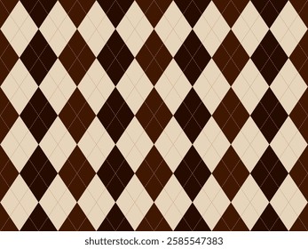 Elegant brown and beige argyle pattern.  Classic diamond design, perfect for backgrounds, textiles, or website design.  Sophisticated and timeless style. Evokes feelings of luxury and tradition.