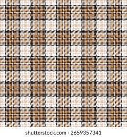 Elegant brown and beige plaid pattern, perfect for textile design, fashion, or website backgrounds.