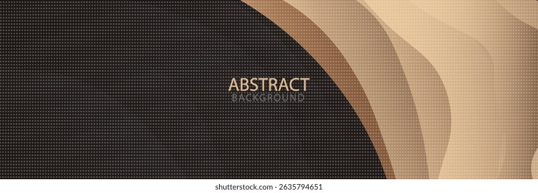 Elegant Brown and Black Abstract Background with Curved Layers

