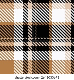 Elegant brown, black, and white plaid pattern.  Perfect for textile design, fashion, website backgrounds, or any project needing a sophisticated and stylish geometric texture.