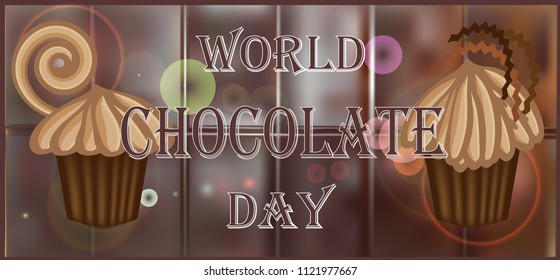 Elegant brown color background with beautiful text design of happy chocolate day.