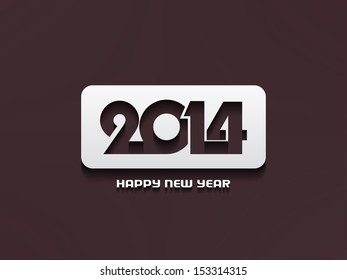 elegant brown color background with silver color new year 2014 design element. vector illustration