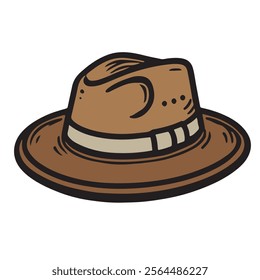 Elegant brown cowboy hat with a classic wide brim and stylish band detail. Perfect for Western outfits, outdoor adventures, or themed events. High-resolution, versatile illustration.