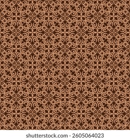 Elegant Brown Damask Seamless Pattern for Sophisticated Decorative and Design Projects . Vector illustration.