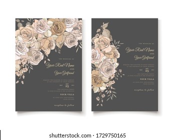 elegant brown floral invitation card template