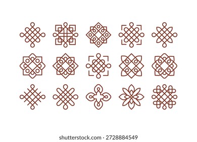 Elegantes patrones geométricos marrones y Diseños de nudo celta