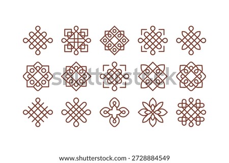 Elegant Brown Geometric Patterns and Celtic Knot Designs