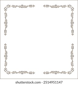 Quadro ornamental marrom elegante com runas viking, borda decorativa, cantos para cartões de saudação, banners, cartões de visita, convites, menus. Ilustração isolada de vetor.	
