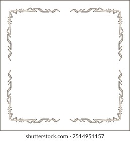 Quadro ornamental marrom elegante com runas viking, borda decorativa, cantos para cartões de saudação, banners, cartões de visita, convites, menus. Ilustração isolada de vetor.	
