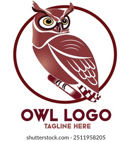 Elegant Brown owl logo art vector .Owl logo Vector Design