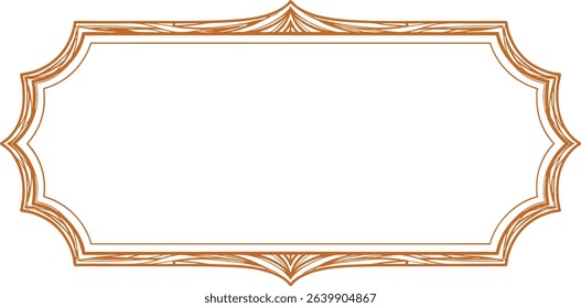 Elegant brown rectangular frame with ornate decorative flourishes perfect for design elements