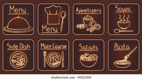 Elegant brown restaurant related icons set 1