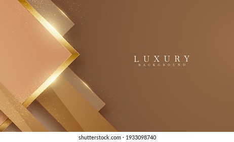 Elegant brown shade background with line golden elements. Realistic luxury paper cut style 3d modern concept. vector illustration for design.