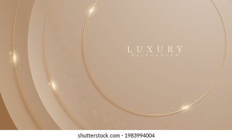 Elegant brown shade background with line golden elements sparkle. Realistic luxury paper cut style 3d modern concept. vector illustration for design.