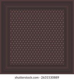 Elegant Brown Silk Scarf with Dot and Floral Print 
This minimalist ethnic hijab scarf design features a geometric border with traditional patterns in an elegant maroon and gold color scheme. Perfect 