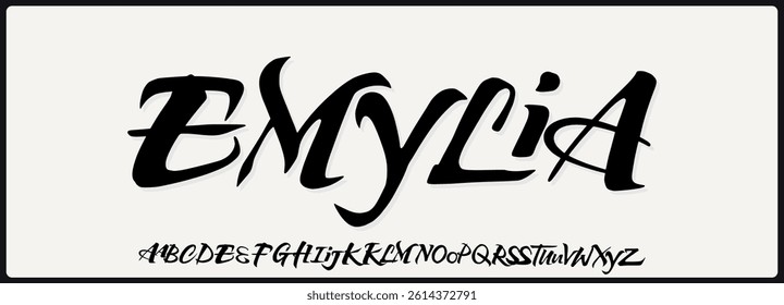 Elegant brush vector font. Alphabet uppercase and variation.