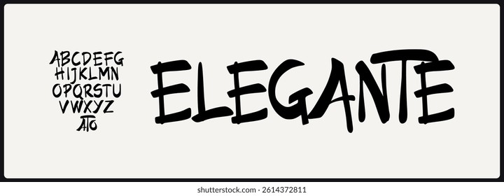 Elegant brush vector font. Alphabet uppercase and variation with texture and grunge style.