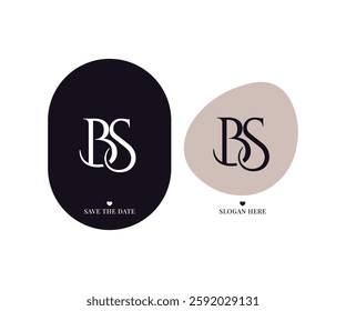 Elegant BS monogram logo design. A stylish and sophisticated letter combination, perfect for wedding invitations, luxury branding, personalized stationery, and boutique logos.