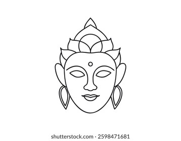 Elegant Buddha Face Line Art Illustration - Minimalist Sacred Design