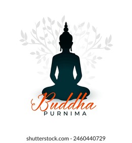 elegant budhha or guru purnima wishes background with bodhi tree vector