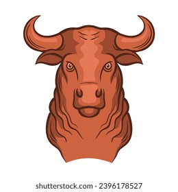 Elegant buffalo pattern. Bull head with horns. Strong horned animal. Vector art illustration isolated on white background. Hand drawn line