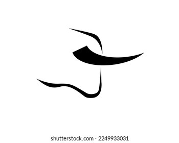 Elegant bull head,logo. Minimalistic black drawing of profile portrait with horn isolated on white background. Vector illustration.