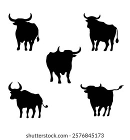 Elegant Bull Silhouette Collection Design