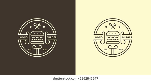 Elegant burger stamp label emblem sticker logo. vector symbol  flat  simple silhouette food. Mexican menu hot cheese snack clean elegant fast food. Eat lunch at a cafe restaurant bar.