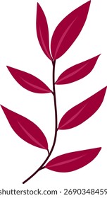 Elegante vetor de ramo de folha borgonha em estilo plano minimalista. Perfeito para design botânico, decoração floral, embalagem moderna e impressões temáticas de outono.