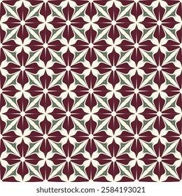 Elegant Burgundy and White Floral Tile Seamless Pattern
