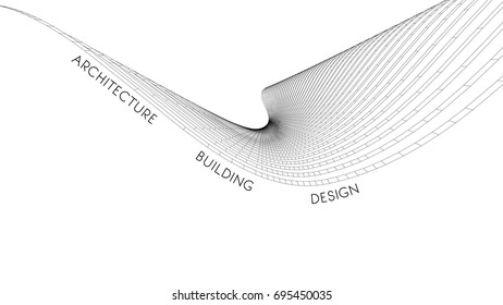 Elegant business card for an architect. Abstract Vector illustration. 3d architectural background for banner, booklet, poster.
