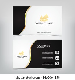 elegant business card with black motifs and gold lines