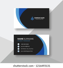 Elegant Business Card With Blue Details