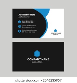 Elegant business card with blue details